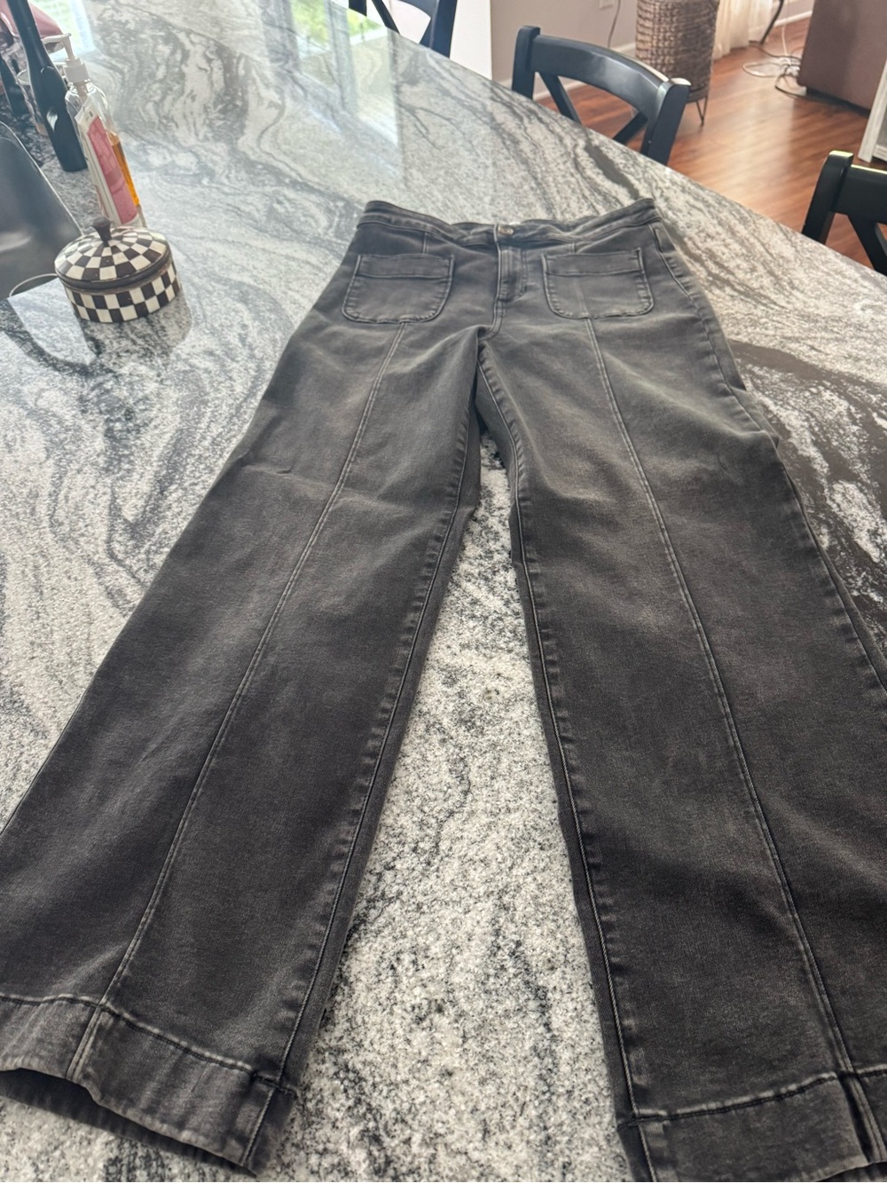 LC Lauren Conrad Black Boot-Cut Jeans with Front Patch Pockets